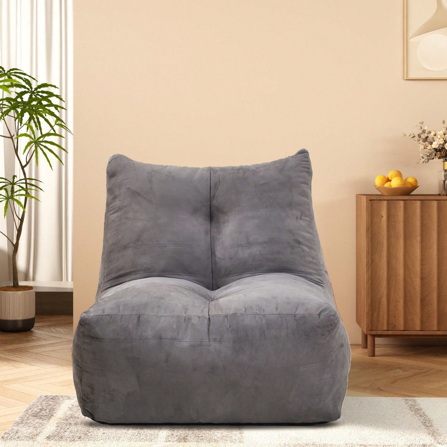 Cozy Inflatable Bean Bag Chair With High-Density Memory Foam For Living Rooms Bedrooms And Workspaces