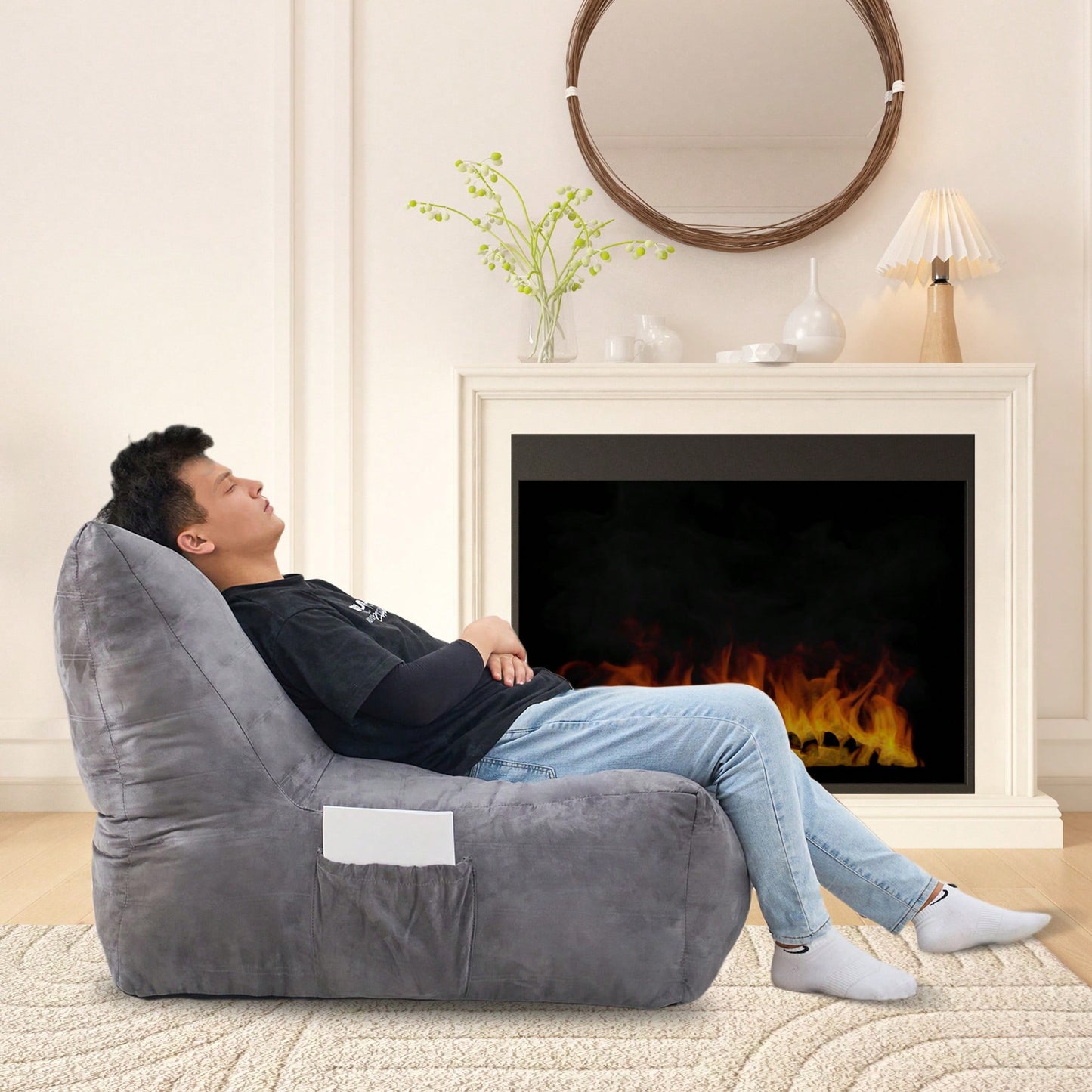 Cozy Inflatable Bean Bag Chair With High-Density Memory Foam For Living Rooms Bedrooms And Workspaces
