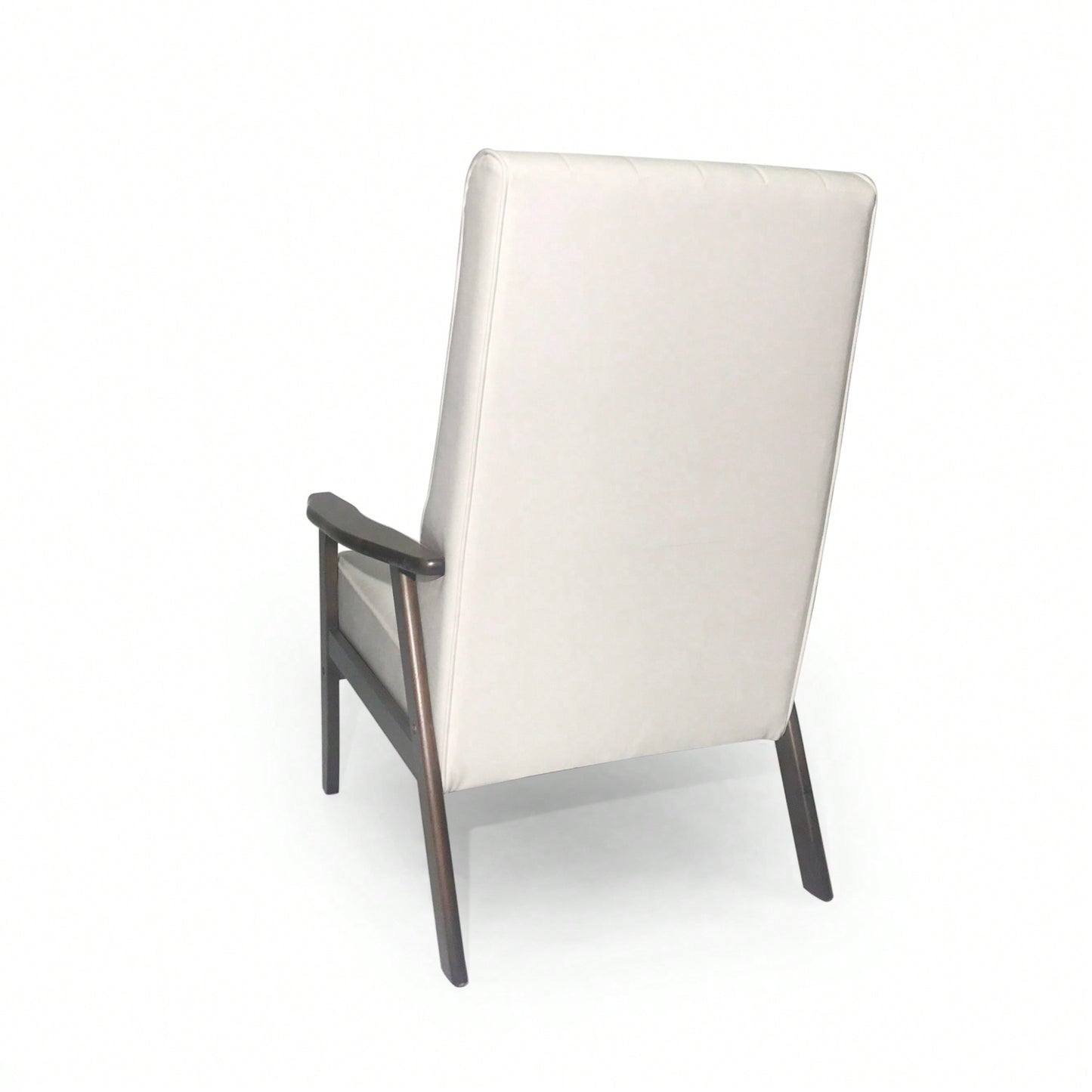 Stylish Mid Century Modern Upholstered Accent Chair In Matte Black Faux Leather For Living Room Or Office Decor
