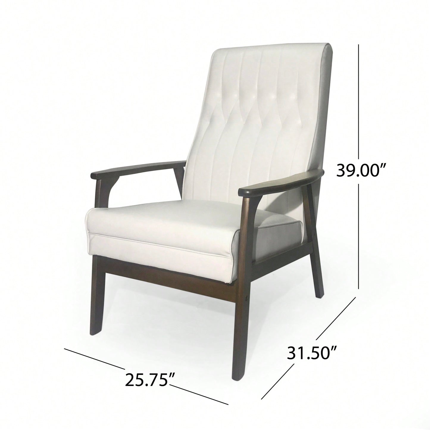 Stylish Mid Century Modern Upholstered Accent Chair In Matte Black Faux Leather For Living Room Or Office Decor