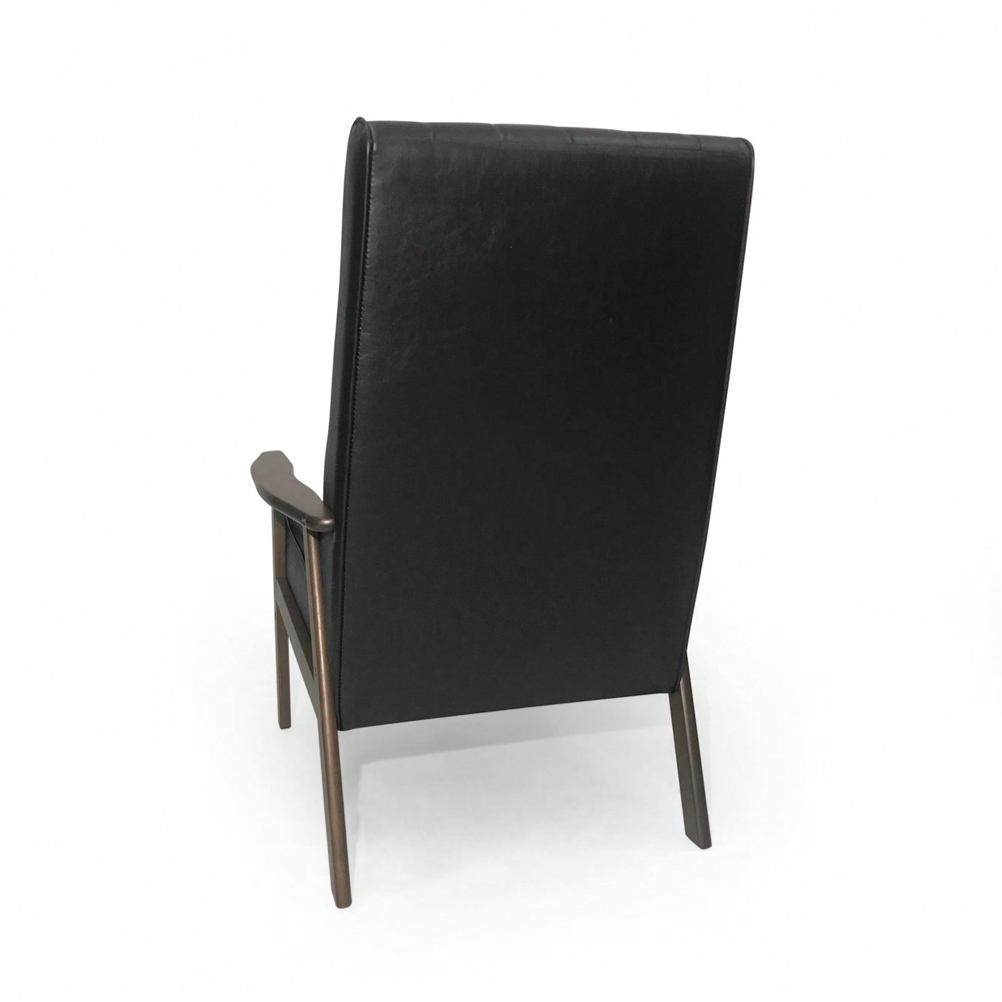 Stylish Mid Century Modern Upholstered Accent Chair In Matte Black Faux Leather For Living Room Or Office Decor