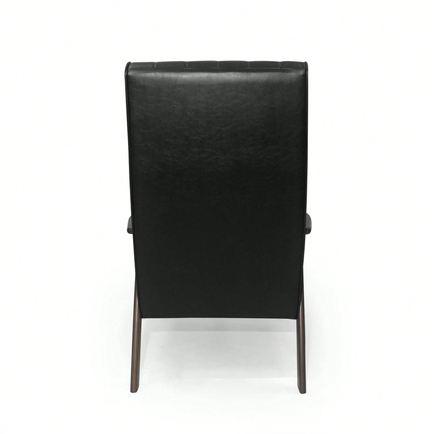 Stylish Mid Century Modern Upholstered Accent Chair In Matte Black Faux Leather For Living Room Or Office Decor