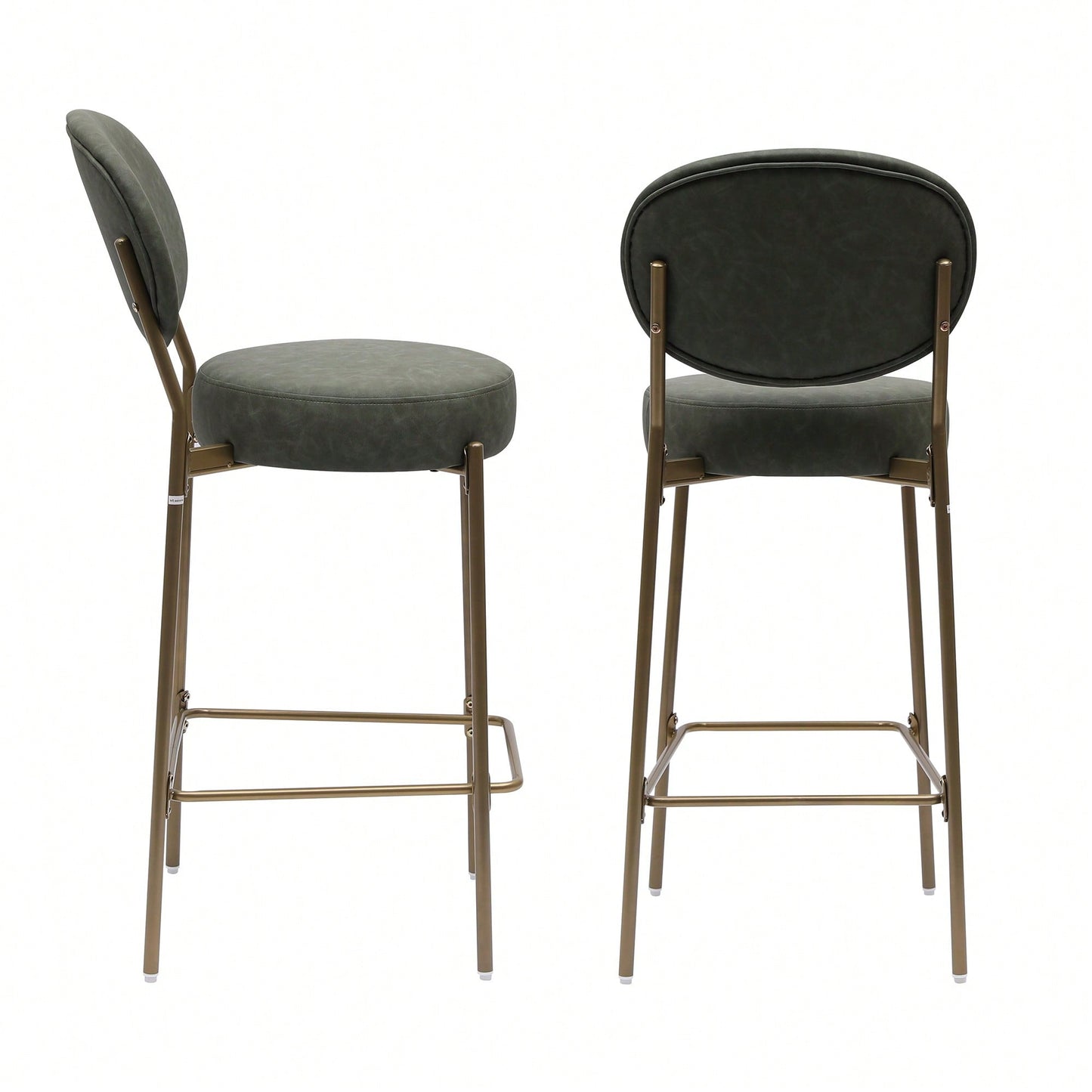 29 Inch Upholstered Bar Stools Set Of 2 Creamy White Faux Leather Counter Chairs With Backrest And Footrest For Kitchen Dining
