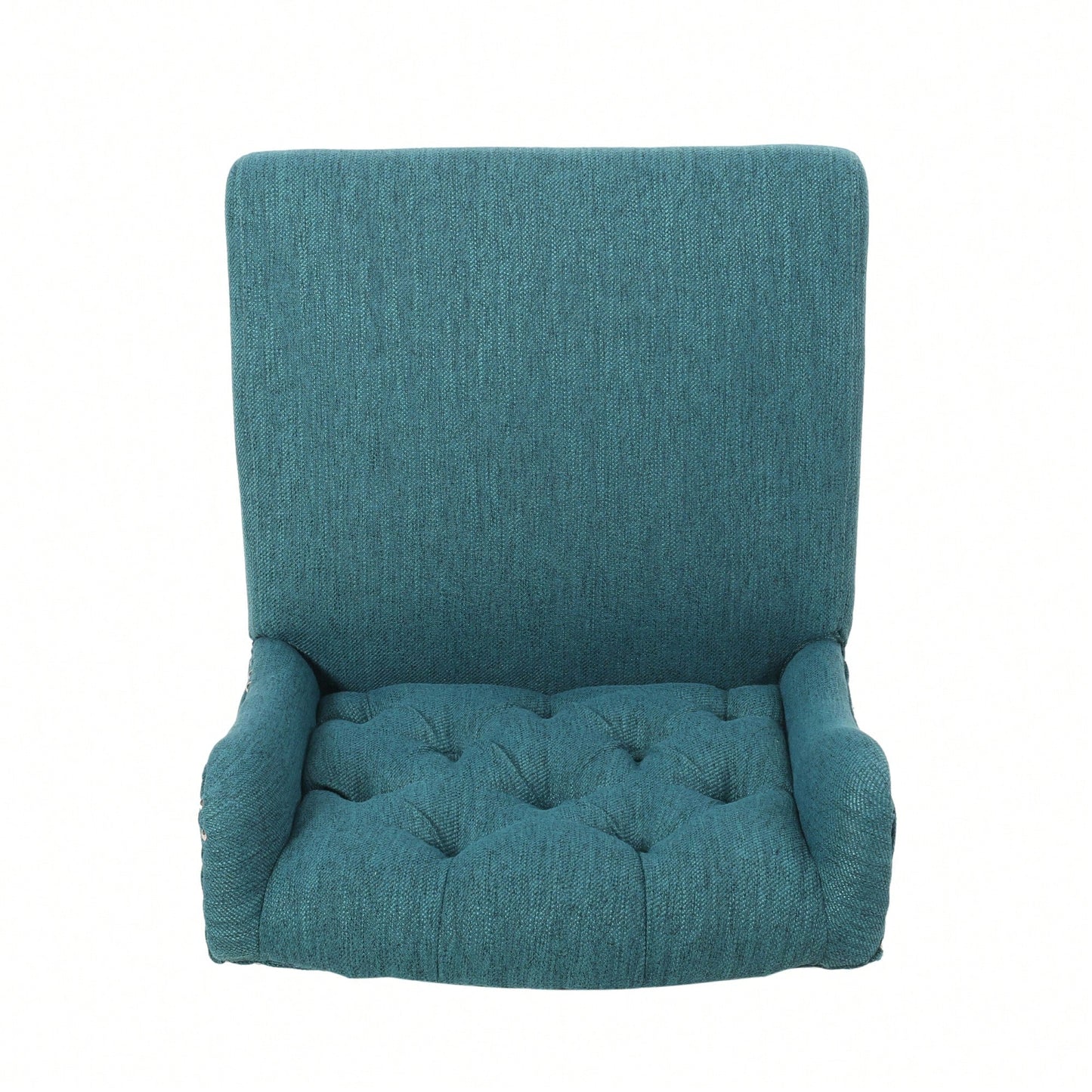 Fabric Tufted Wingback Counter Stools Set Of 2 With Dark Brown Legs 31 Inch Height Navy Blue