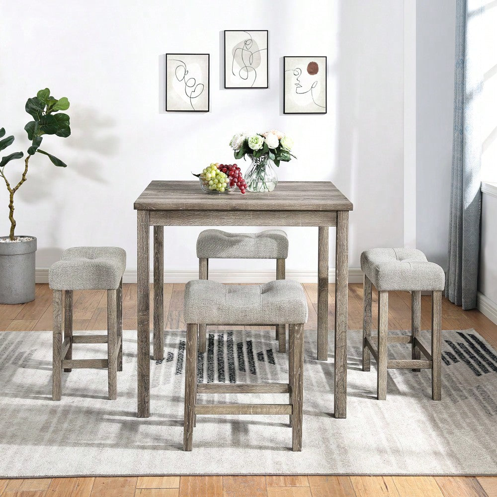 Industrial 5 Piece Dining Table And Chairs Set For Living Room Dining Room Game Room