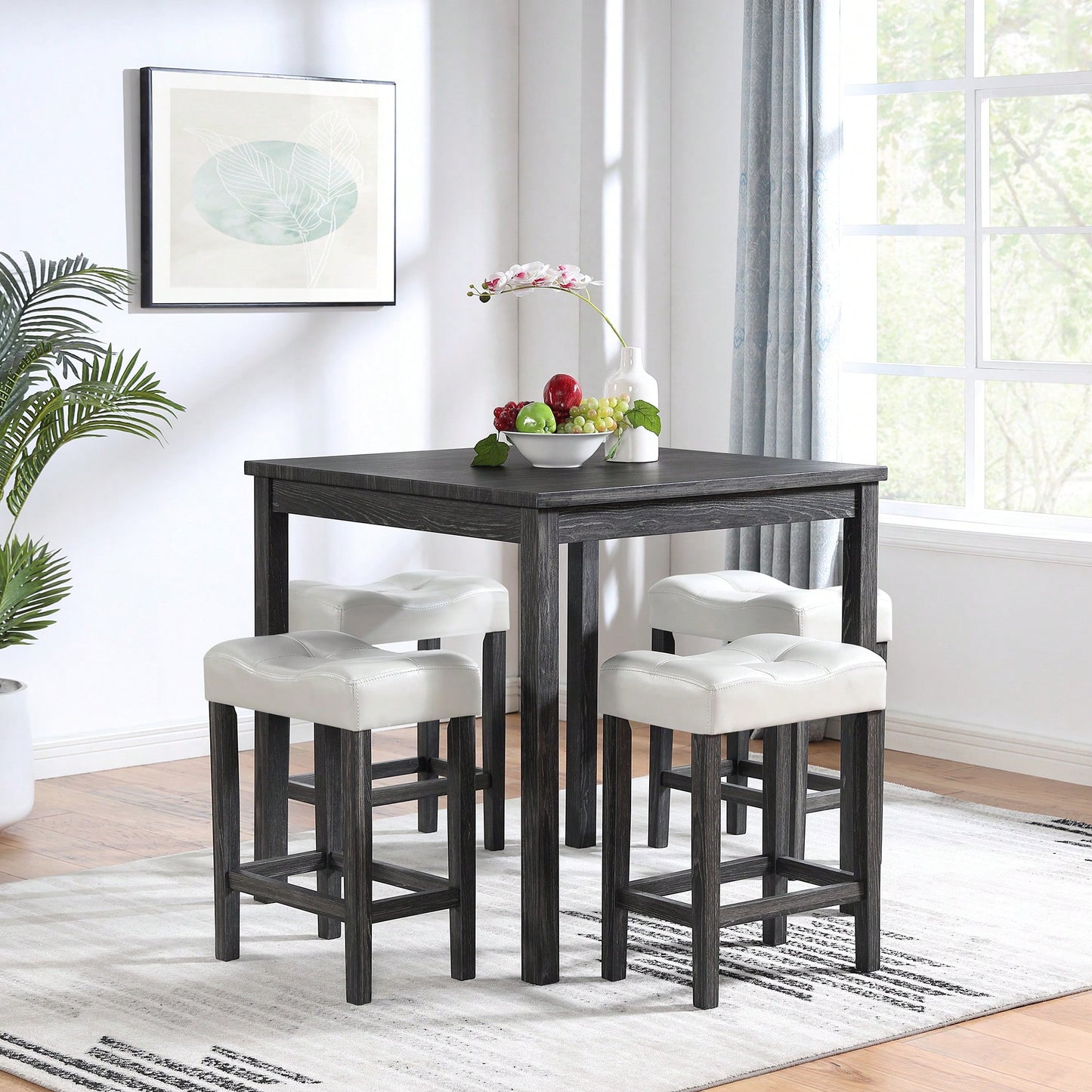Industrial 5 Piece Dining Table And Chairs Set For Living Room Dining Room Game Room