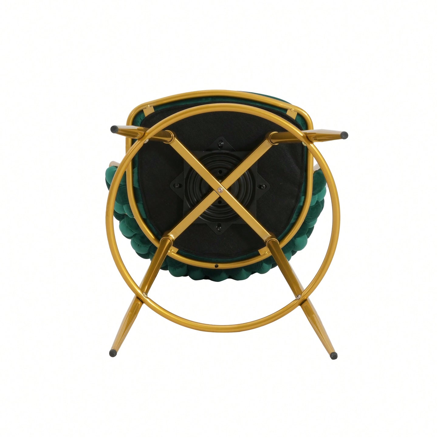 Modern Swivel Counter Height Bar Stools Set of 2 with Hand-Woven Backrest Gold Metal Legs Upholstered Low Back Kitchen Chairs Beige