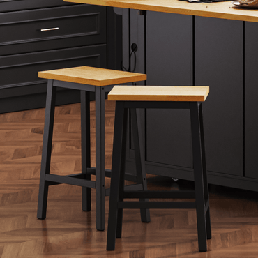 Solid Wood Bar Stools Set Of 2 25.6 Inch Tall Kitchen Counter Chairs With Footrests Farmhouse Style For Dining Room And Kitchen Black Finish