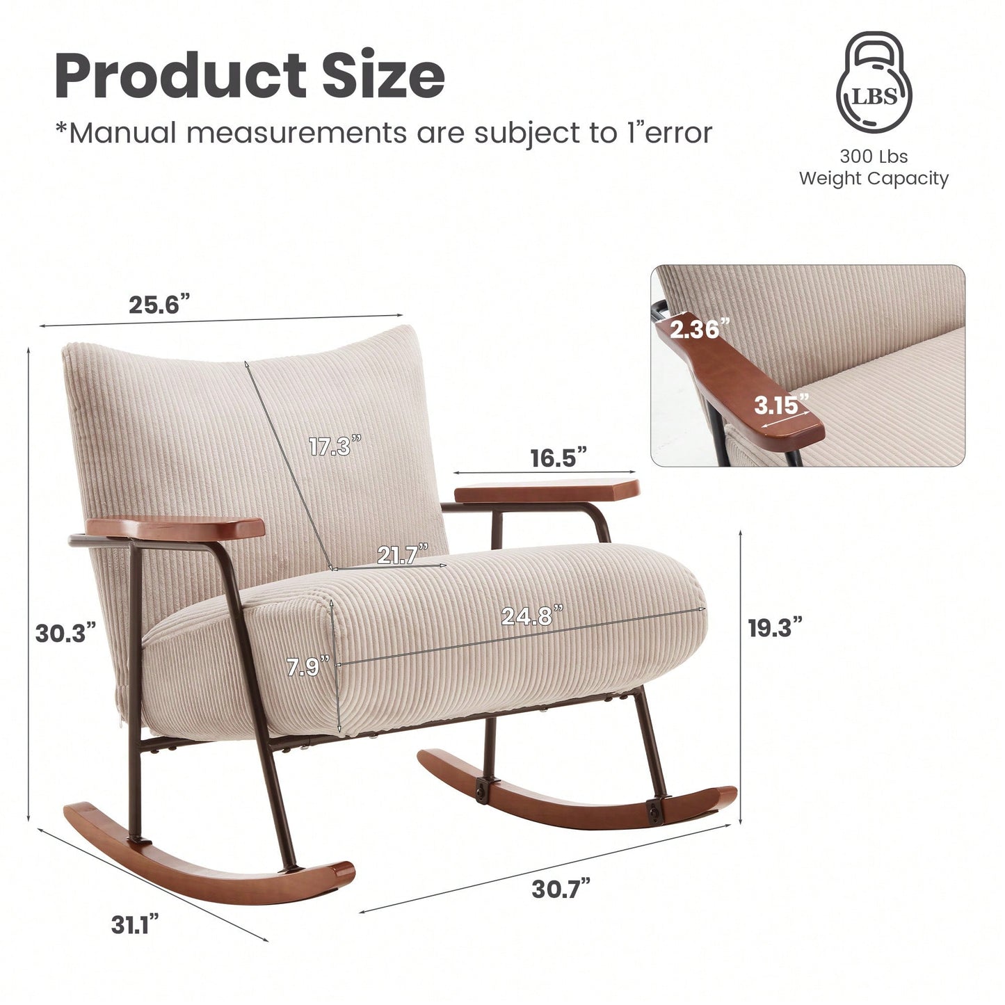 Stylish Metal Frame Rocking Chair For Living Room Modern Accent Armchair