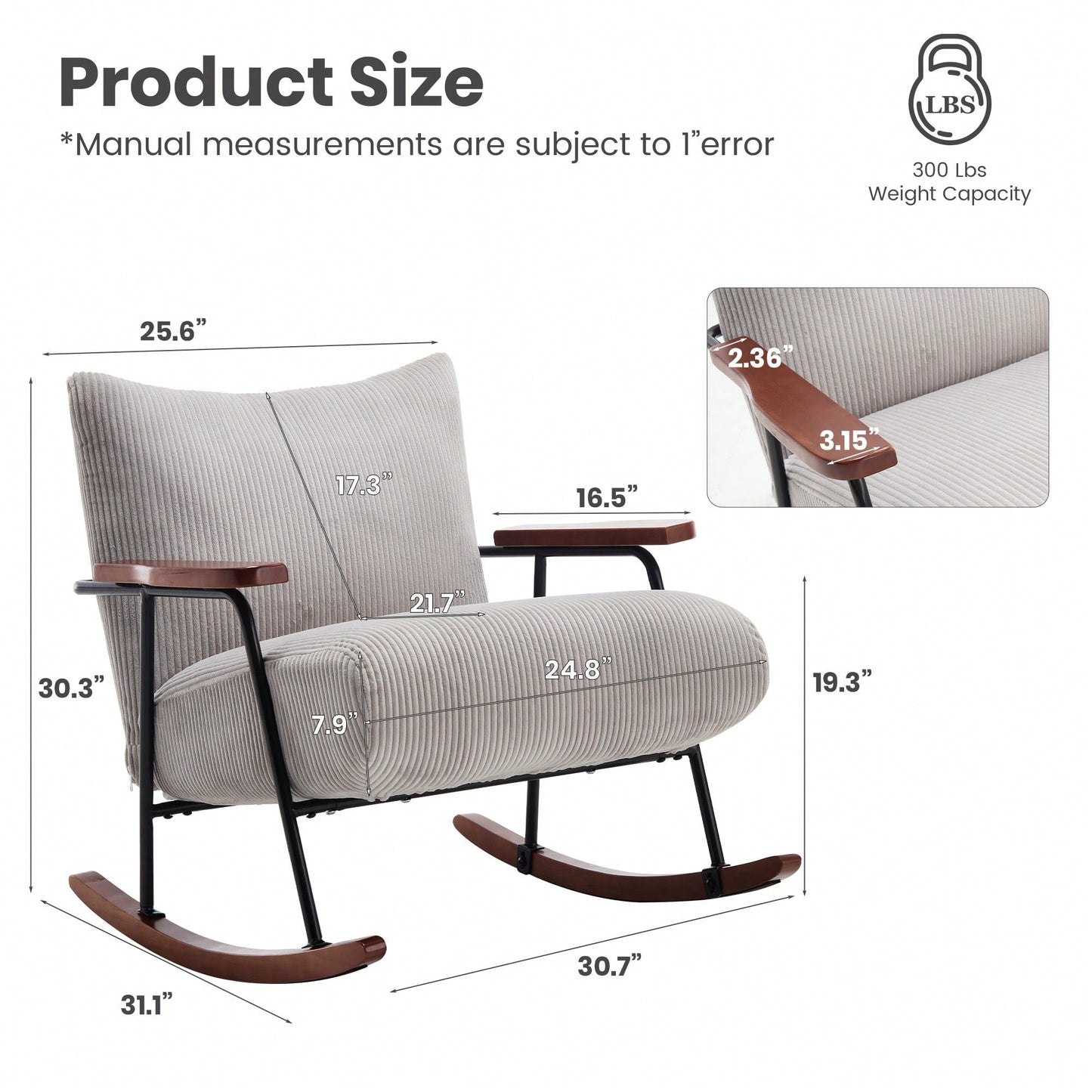 Stylish Metal Frame Rocking Chair For Living Room Modern Accent Armchair