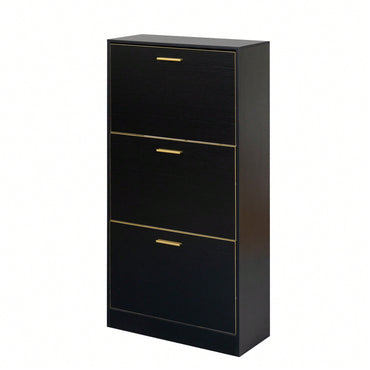 Modern White Slender Shoe Cabinet With 3 Upside Down Drawers For Corridor Bedroom Or Living Room Entrance