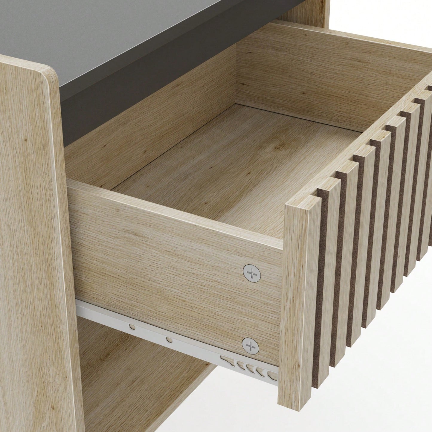 Modern Minimalist Bedside Cabinet Set With Quick Assembly Vertical Stripe Design And Iron Legs For Contemporary Homes