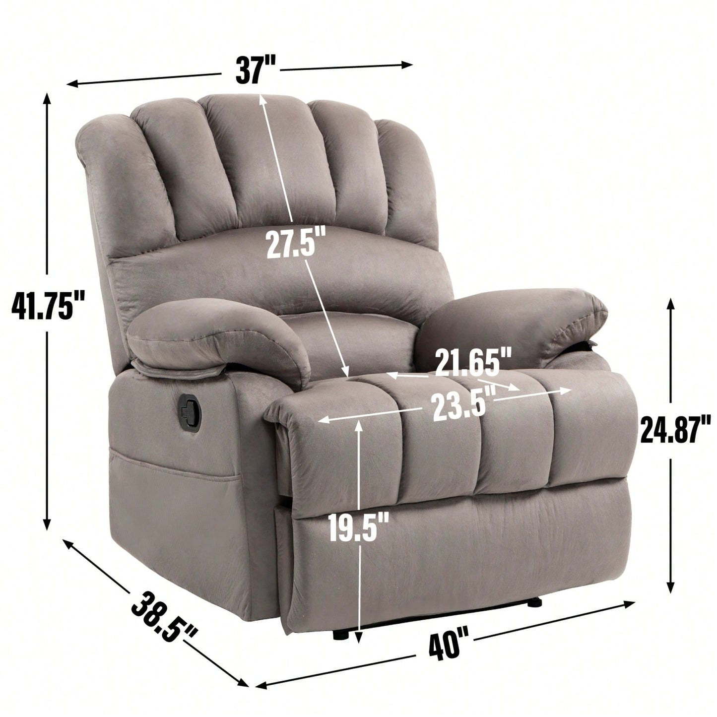 Fabric Large Manual Recliner Chair For Comfortable Living Room Seating Beige