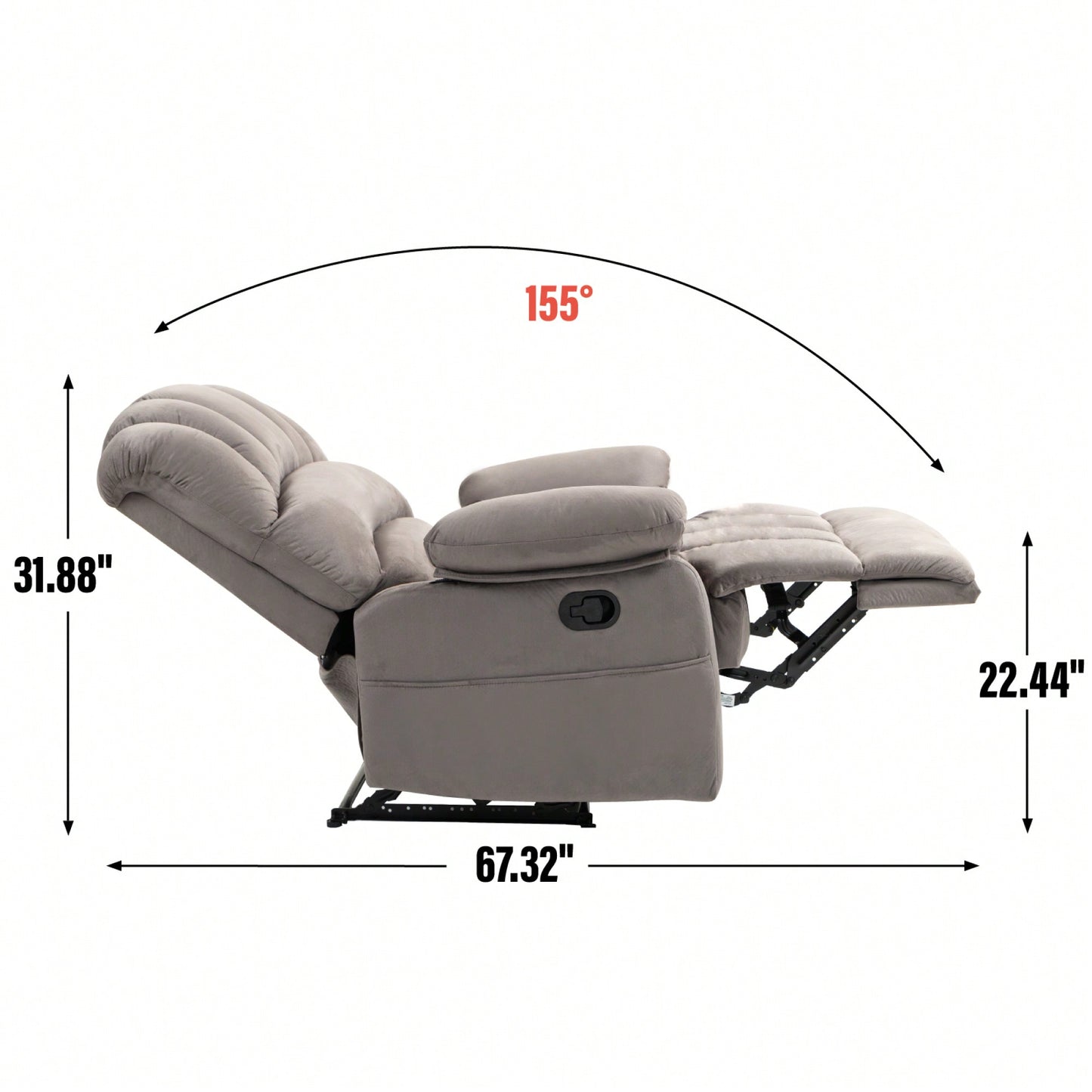 Fabric Large Manual Recliner Chair For Comfortable Living Room Seating Beige