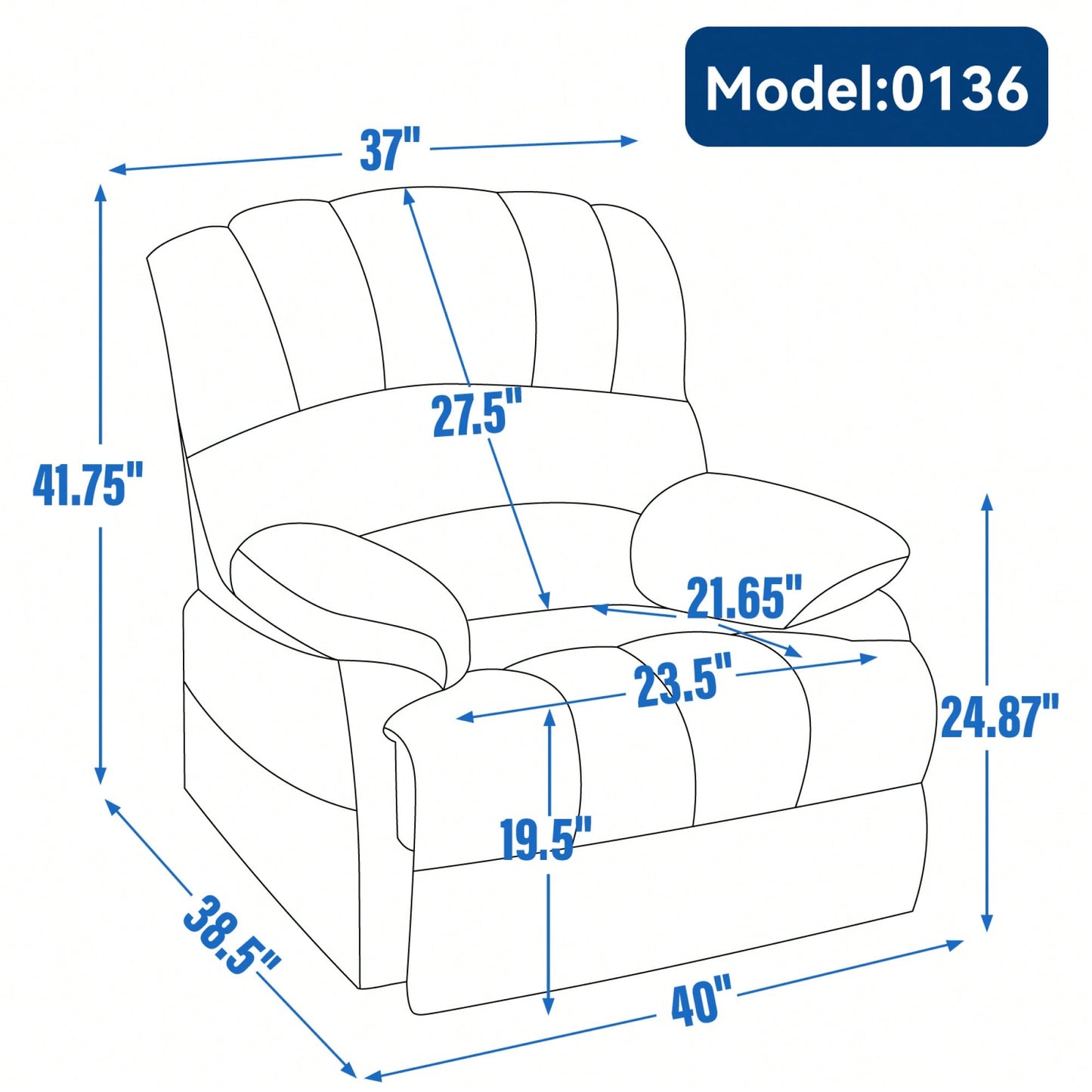 Fabric Large Manual Recliner Chair For Comfortable Living Room Seating Beige