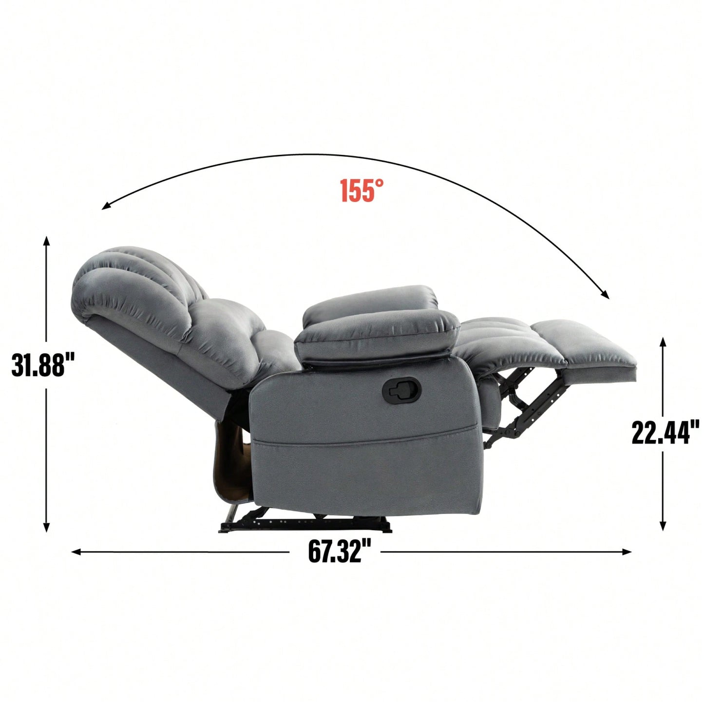 Fabric Large Manual Recliner Chair For Comfortable Living Room Seating Beige