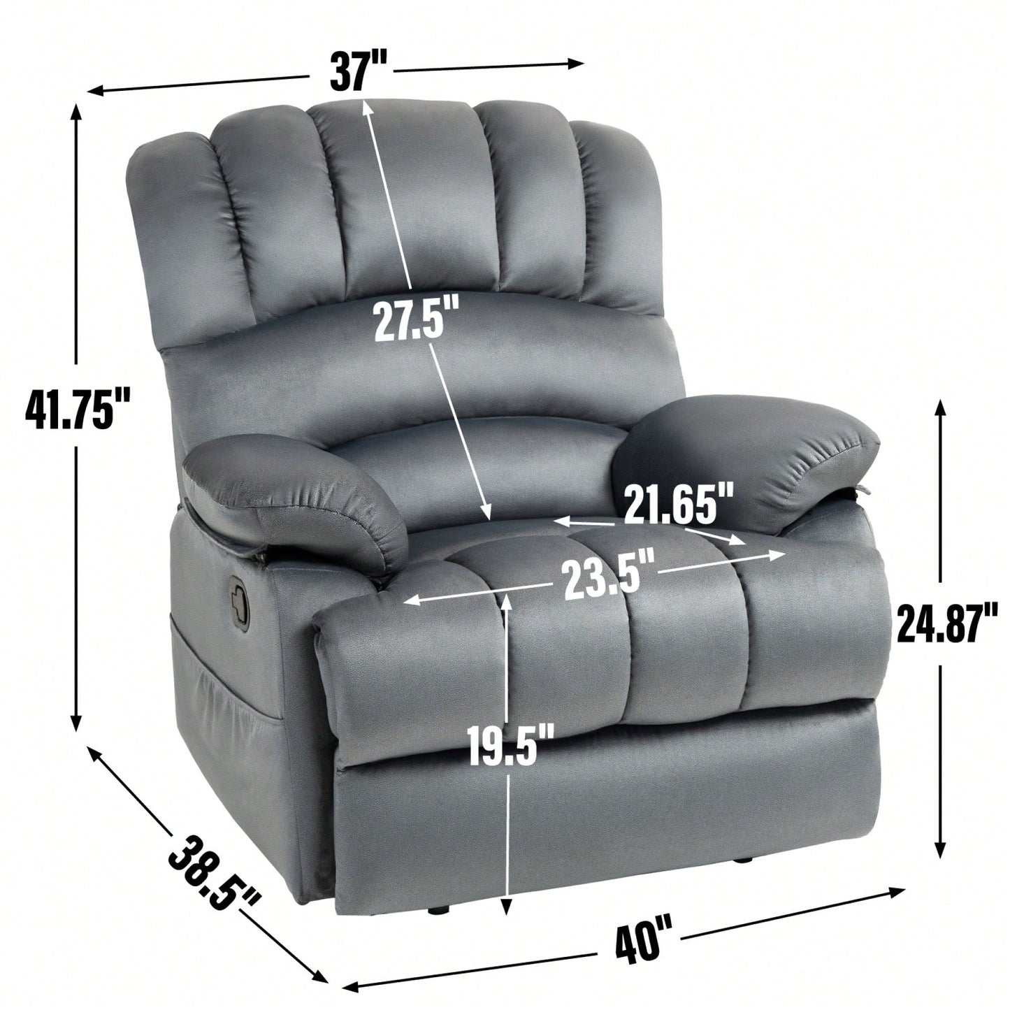 Fabric Large Manual Recliner Chair For Comfortable Living Room Seating Beige