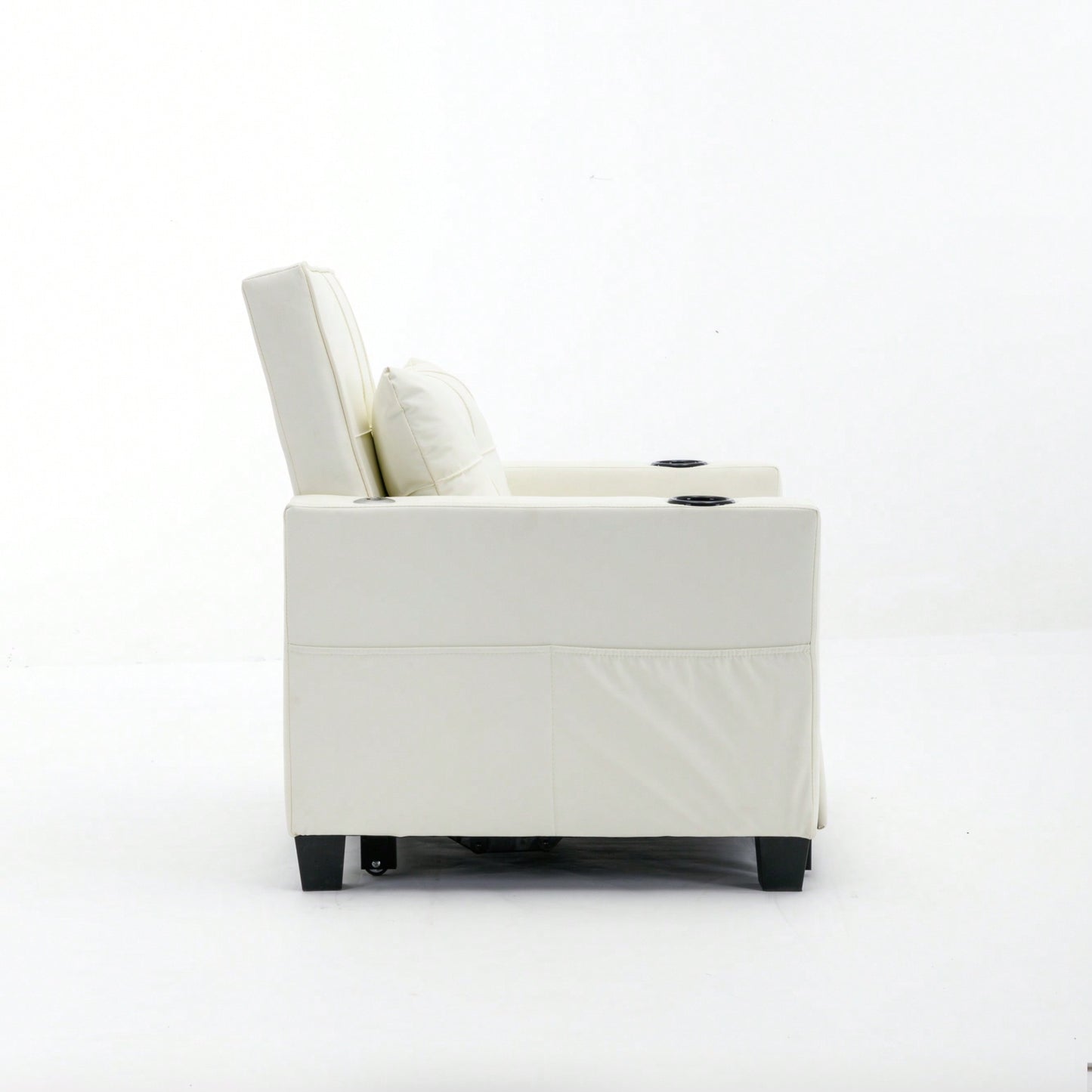 3-In-1 Convertible Futon Chair Bed With USB Ports Wear-Resistant Anti-Scratch Armchair Sleeper For Living Room Dark Grey Linen