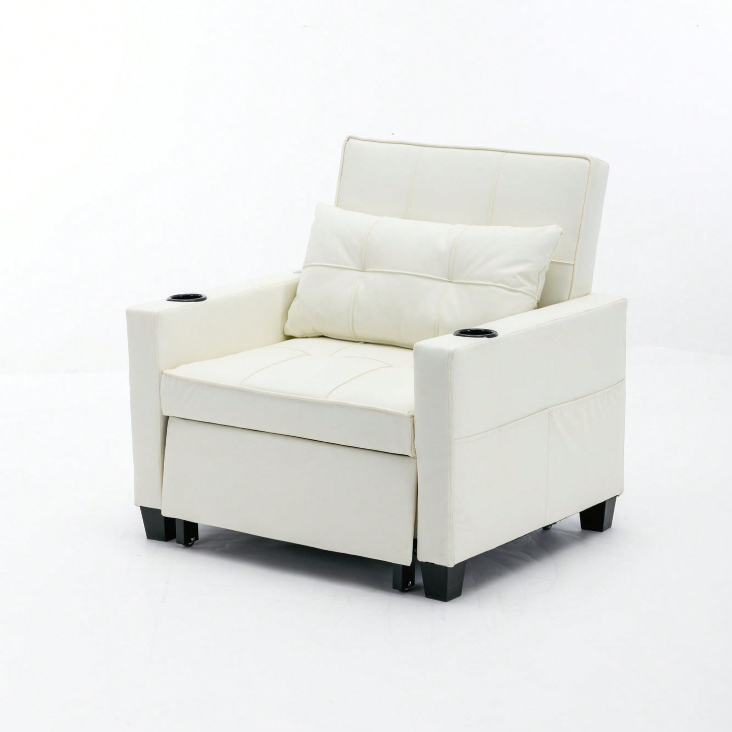 3-In-1 Convertible Futon Chair Bed With USB Ports Wear-Resistant Anti-Scratch Armchair Sleeper For Living Room Dark Grey Linen