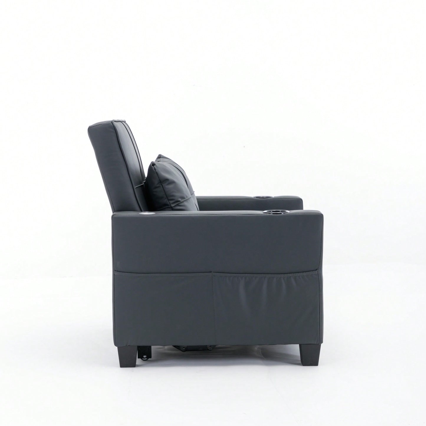 3-In-1 Convertible Futon Chair Bed With USB Ports Wear-Resistant Anti-Scratch Armchair Sleeper For Living Room Dark Grey Linen