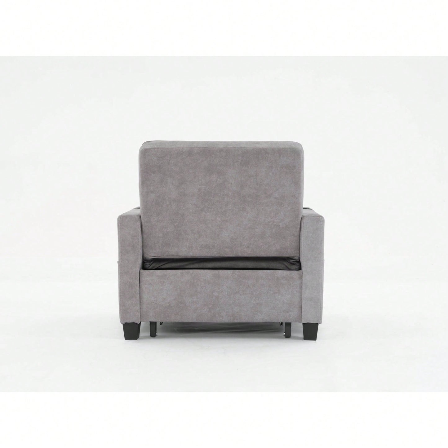 3-In-1 Convertible Futon Chair Bed With USB Ports Wear-Resistant Anti-Scratch Armchair Sleeper For Living Room Dark Grey Linen