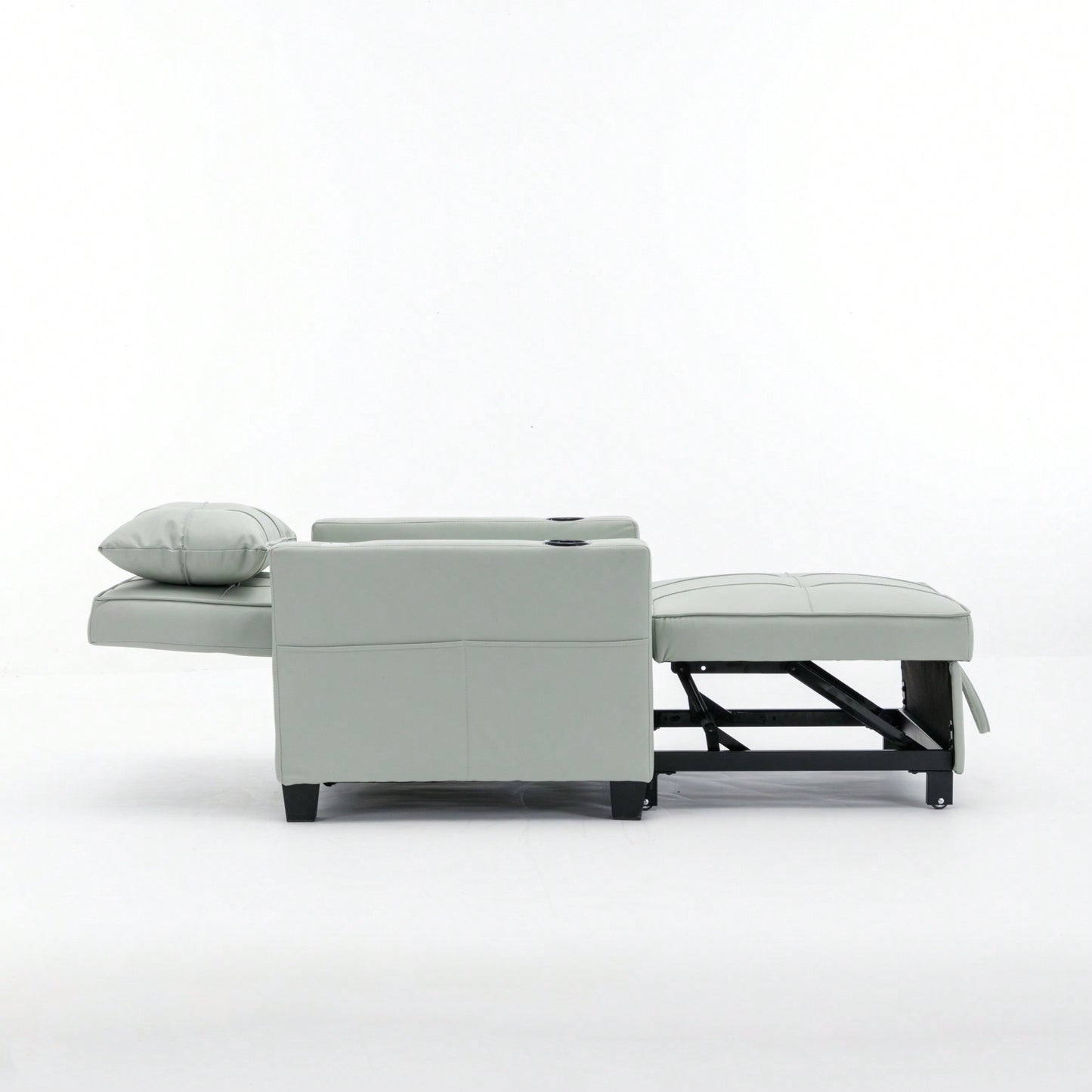 3-In-1 Convertible Futon Chair Bed With USB Ports Wear-Resistant Anti-Scratch Armchair Sleeper For Living Room Dark Grey Linen