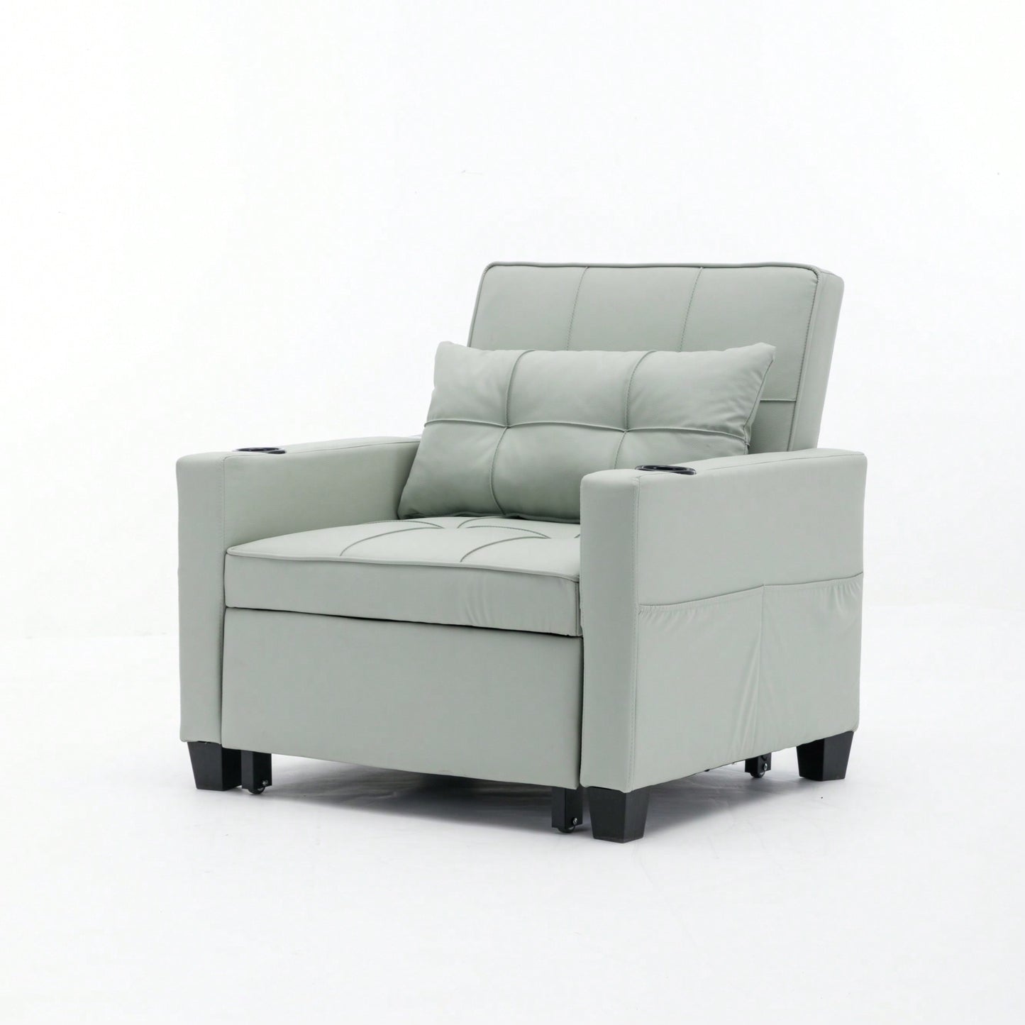 3-In-1 Convertible Futon Chair Bed With USB Ports Wear-Resistant Anti-Scratch Armchair Sleeper For Living Room Dark Grey Linen