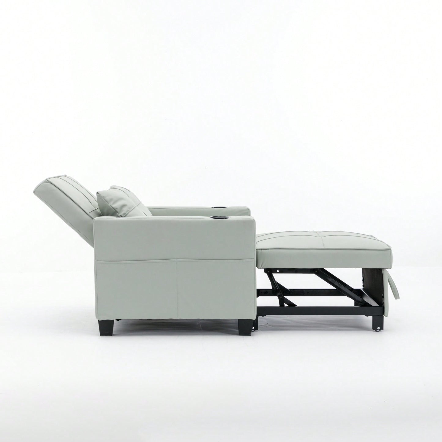 3-In-1 Convertible Futon Chair Bed With USB Ports Wear-Resistant Anti-Scratch Armchair Sleeper For Living Room Dark Grey Linen