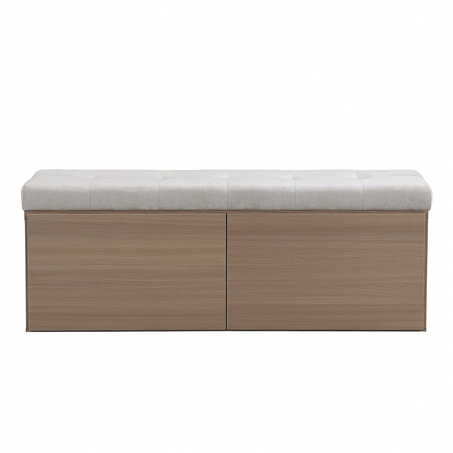 49 Inch Storage Bench With Adjustable Shelves Padded Seat Cushion And Double Doors Ideal For Entryway Hallway And Bedroom Light Grey