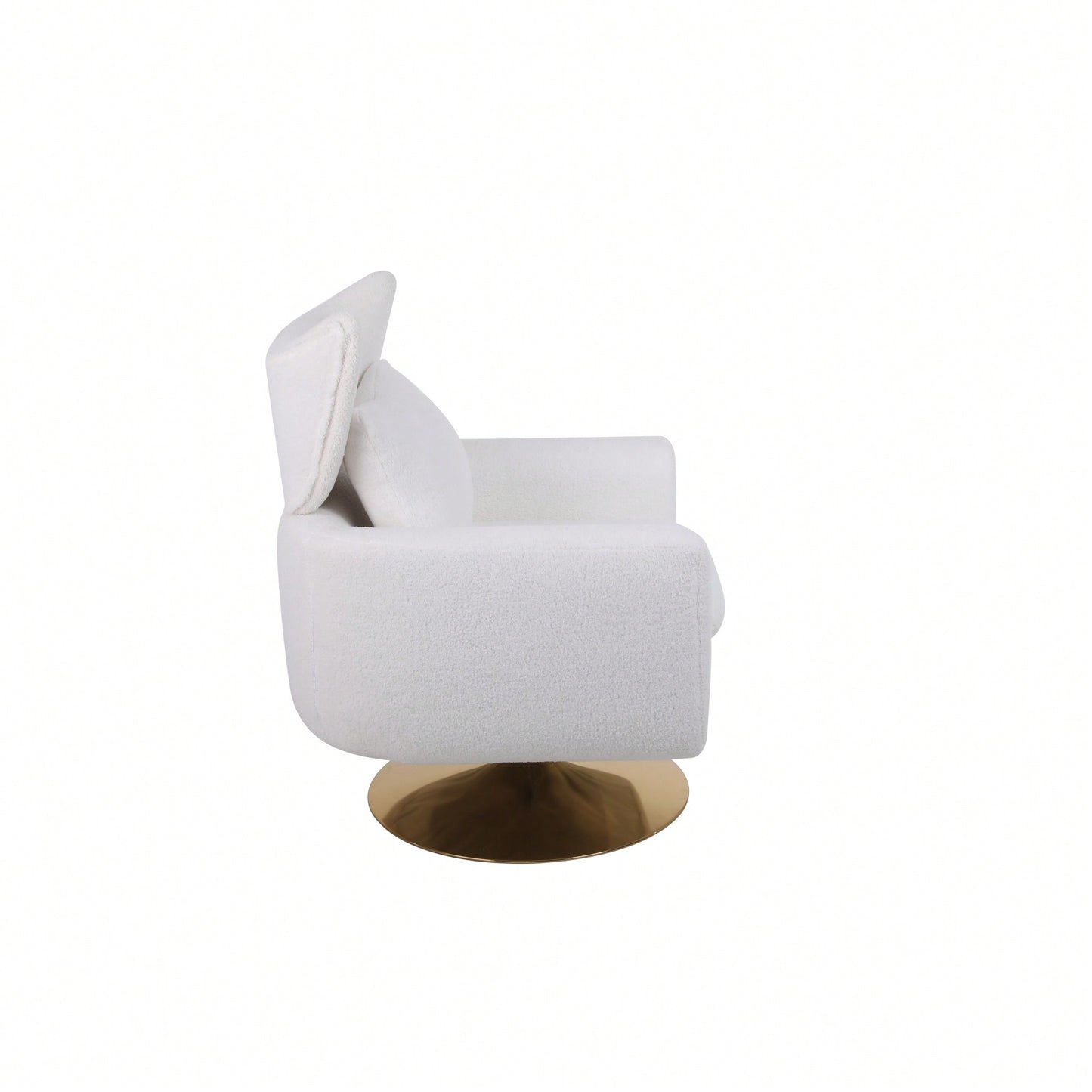 Teddy Fabric 360-Degree Swivel Accent Chair For Stylish Living Room Decor White