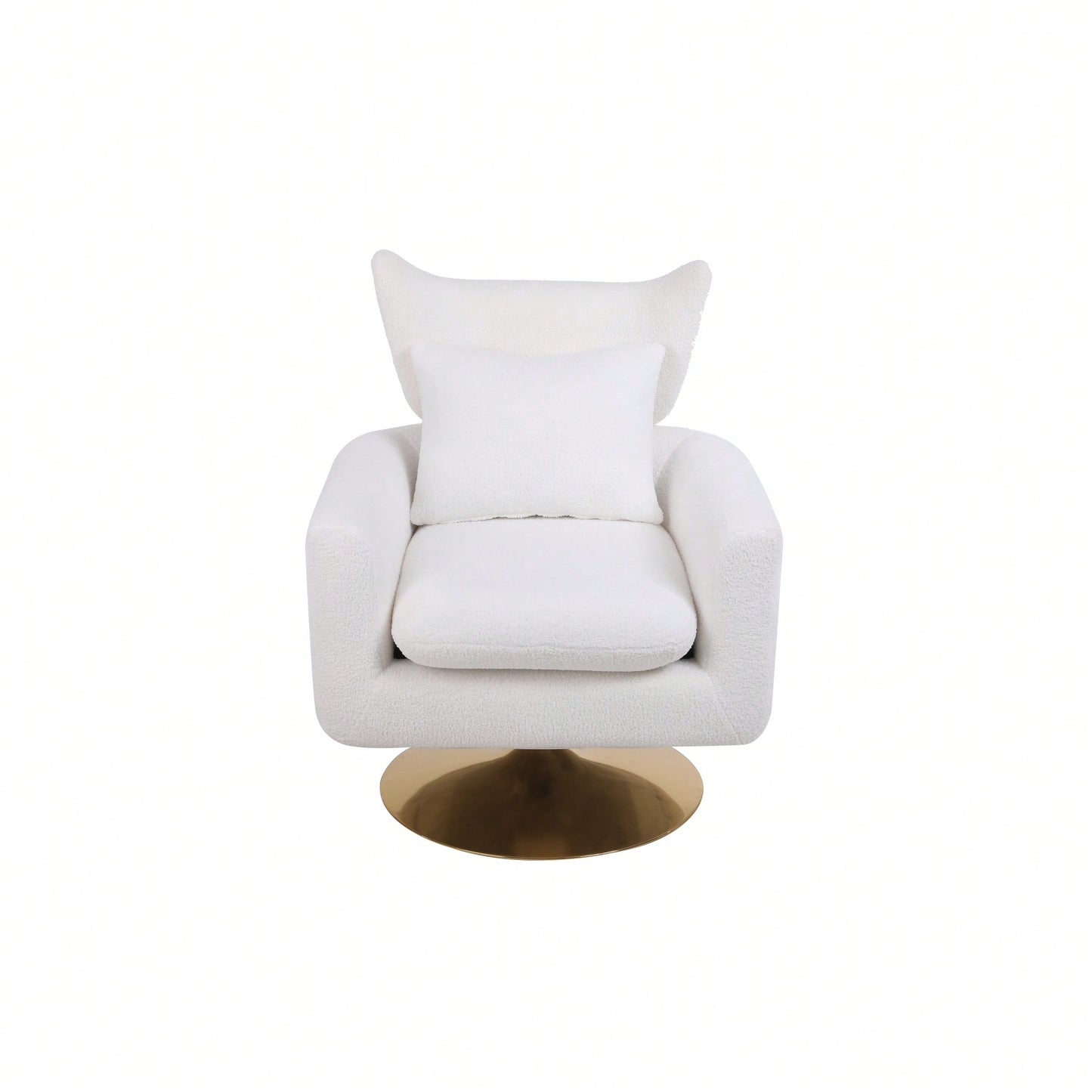 Teddy Fabric 360-Degree Swivel Accent Chair For Stylish Living Room Decor White
