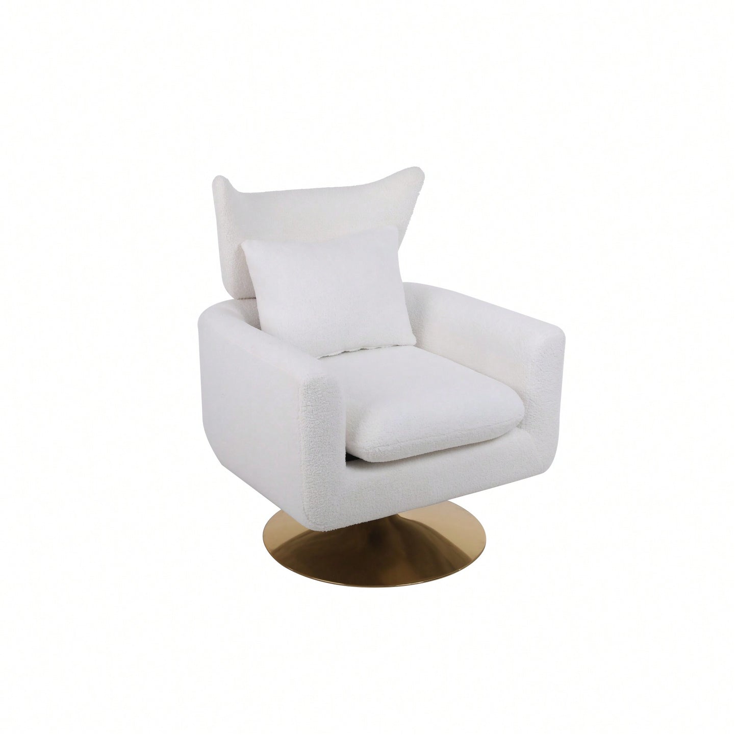Teddy Fabric 360-Degree Swivel Accent Chair For Stylish Living Room Decor White