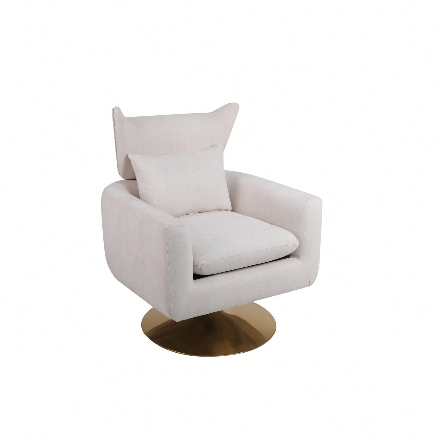 Teddy Fabric 360-Degree Swivel Accent Chair For Stylish Living Room Decor White