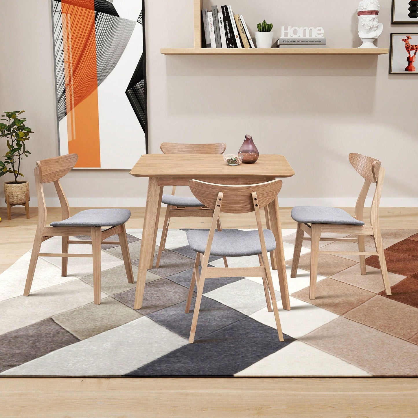 35.43 Inch Space-Saving Wooden Dining Table For 4, Modern Square Kitchen Table For Living Room, Apartment, And Restaurant, Black Finish