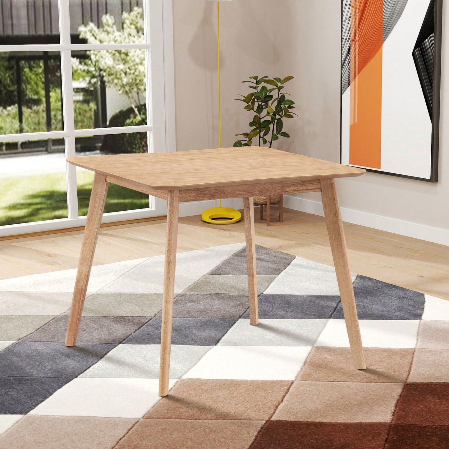 35.43 Inch Space-Saving Wooden Dining Table For 4, Modern Square Kitchen Table For Living Room, Apartment, And Restaurant, Black Finish