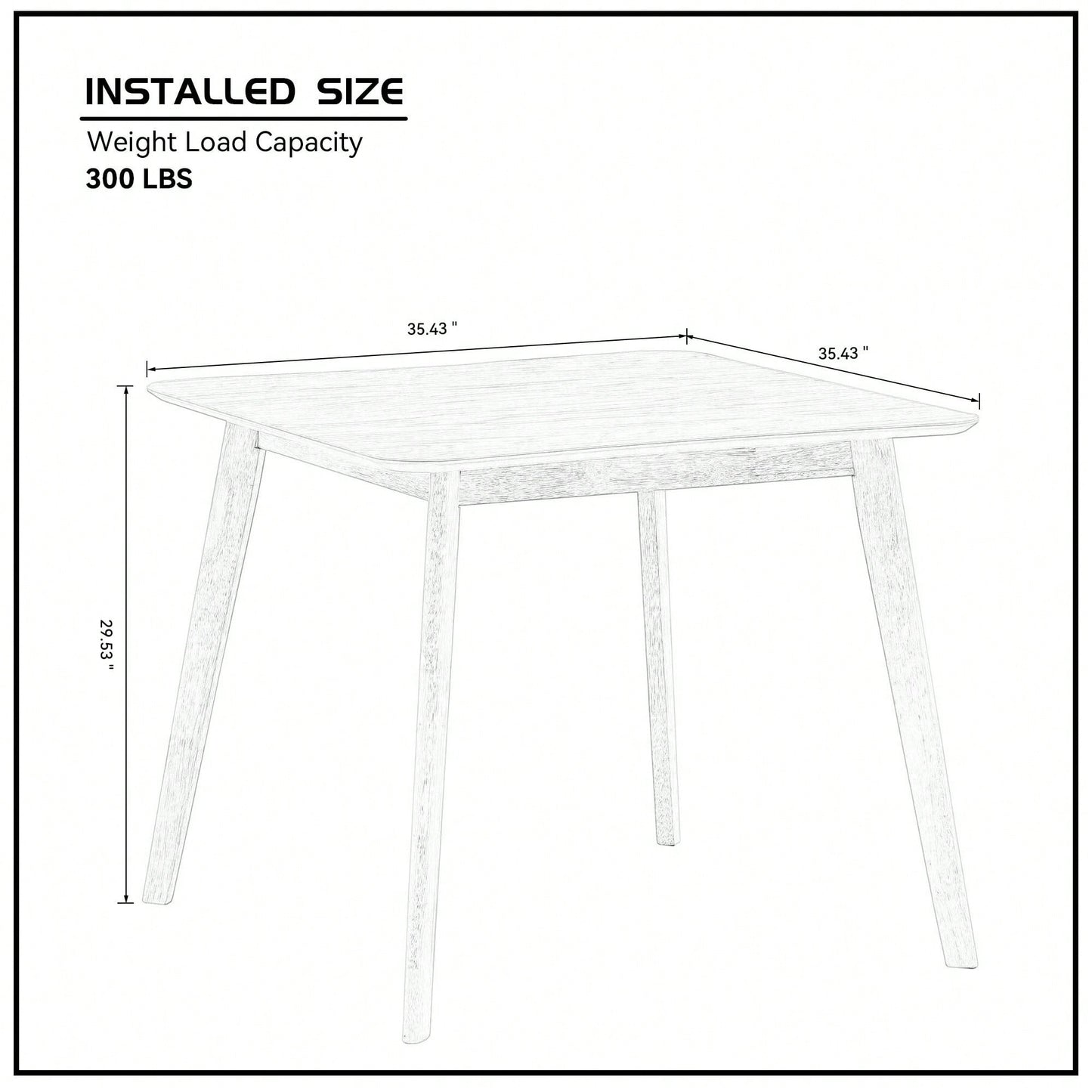 35.43 Inch Space-Saving Wooden Dining Table For 4, Modern Square Kitchen Table For Living Room, Apartment, And Restaurant, Black Finish