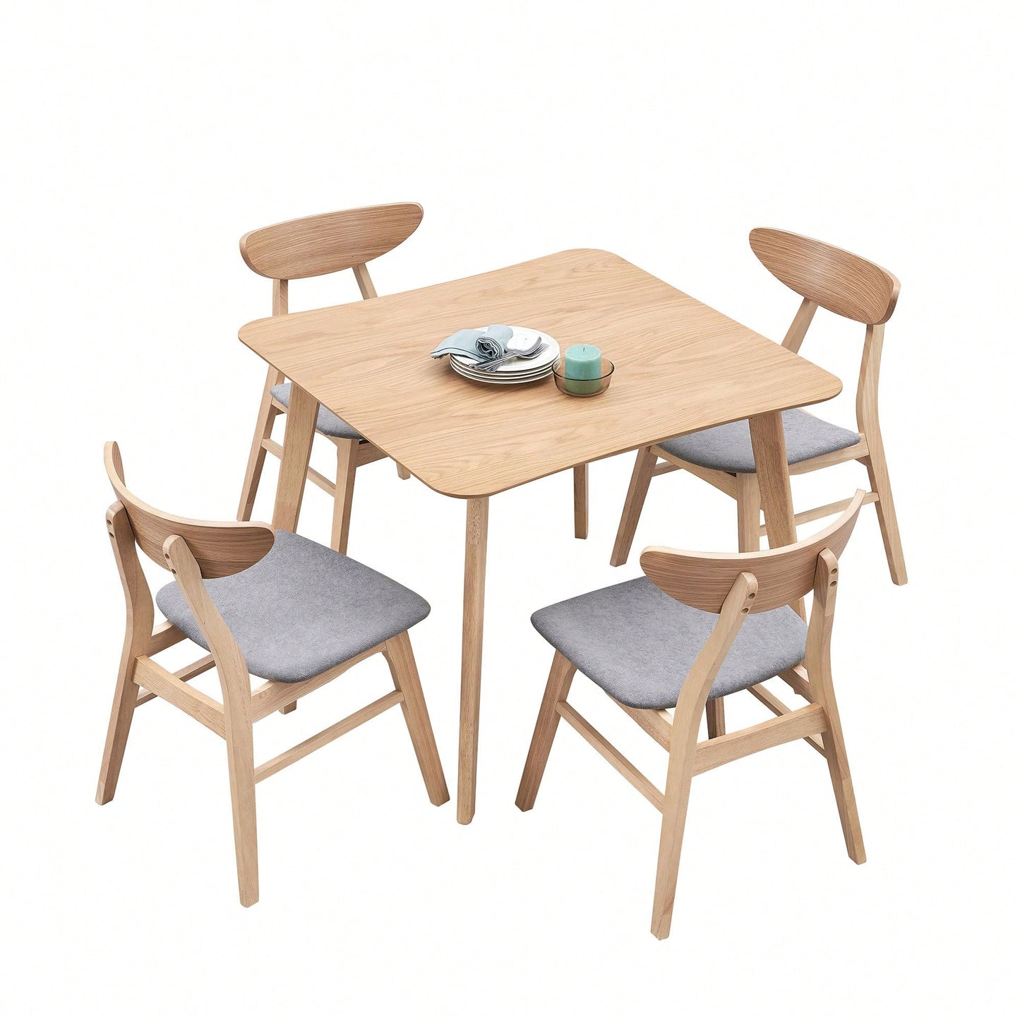 35.43 Inch Space-Saving Wooden Dining Table For 4, Modern Square Kitchen Table For Living Room, Apartment, And Restaurant, Black Finish
