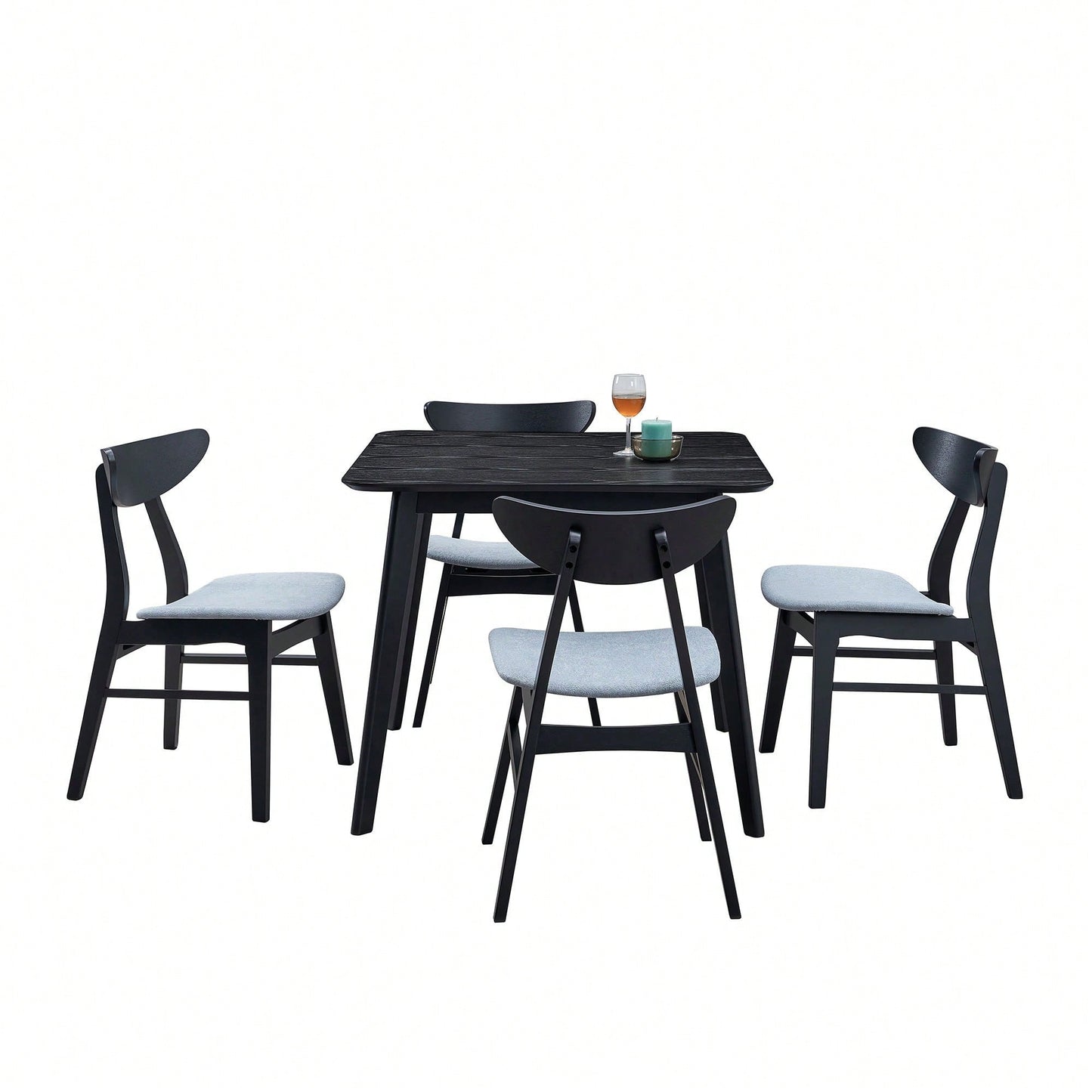 35.43 Inch Space-Saving Wooden Dining Table For 4, Modern Square Kitchen Table For Living Room, Apartment, And Restaurant, Black Finish