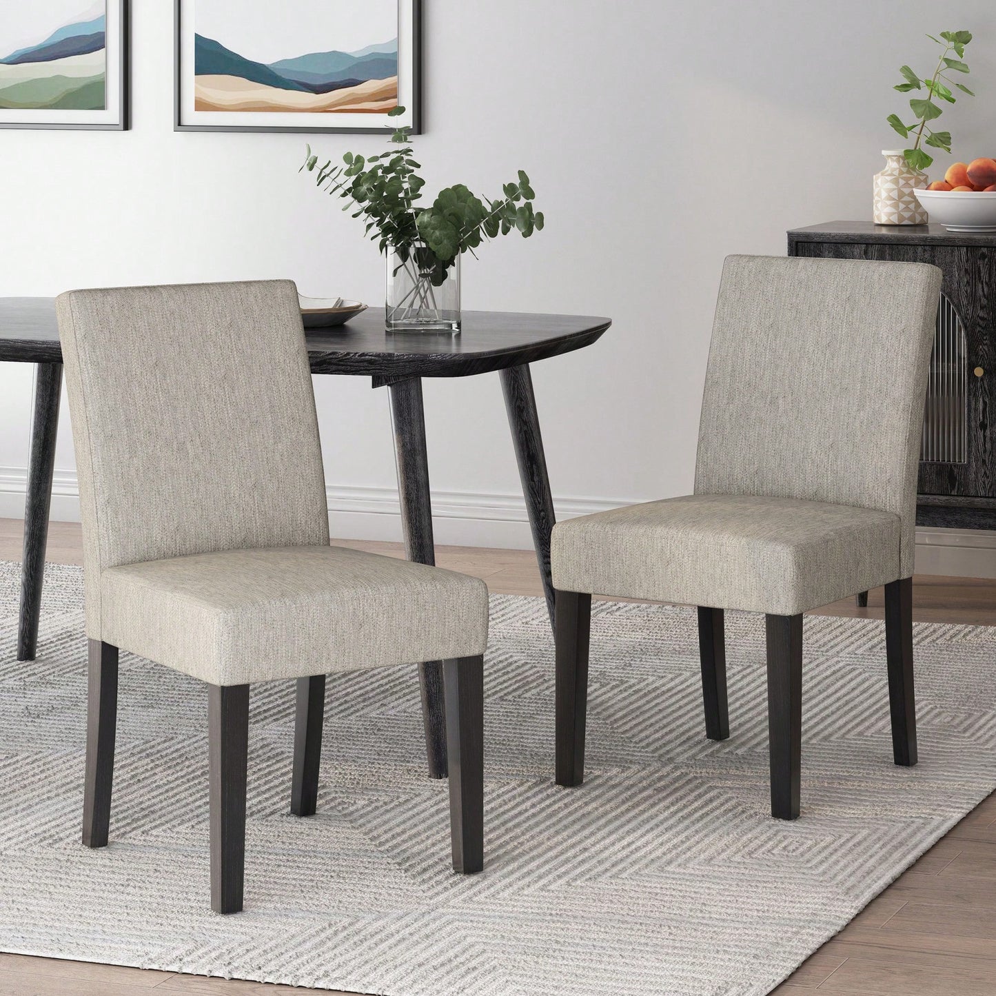 Set Of 2, Elegant Upholstered Dining Chair With Modern Design And Sturdy Frame