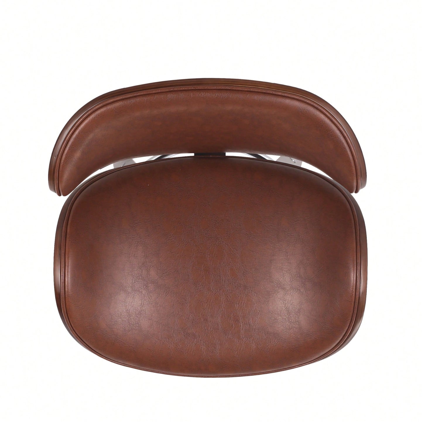 30 Inch Mid-Century Modern Upholstered Swivel Barstool In Walnut And Cognac Finish