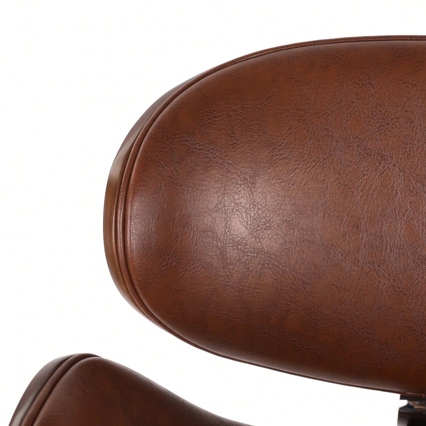 30 Inch Mid-Century Modern Upholstered Swivel Barstool In Walnut And Cognac Finish