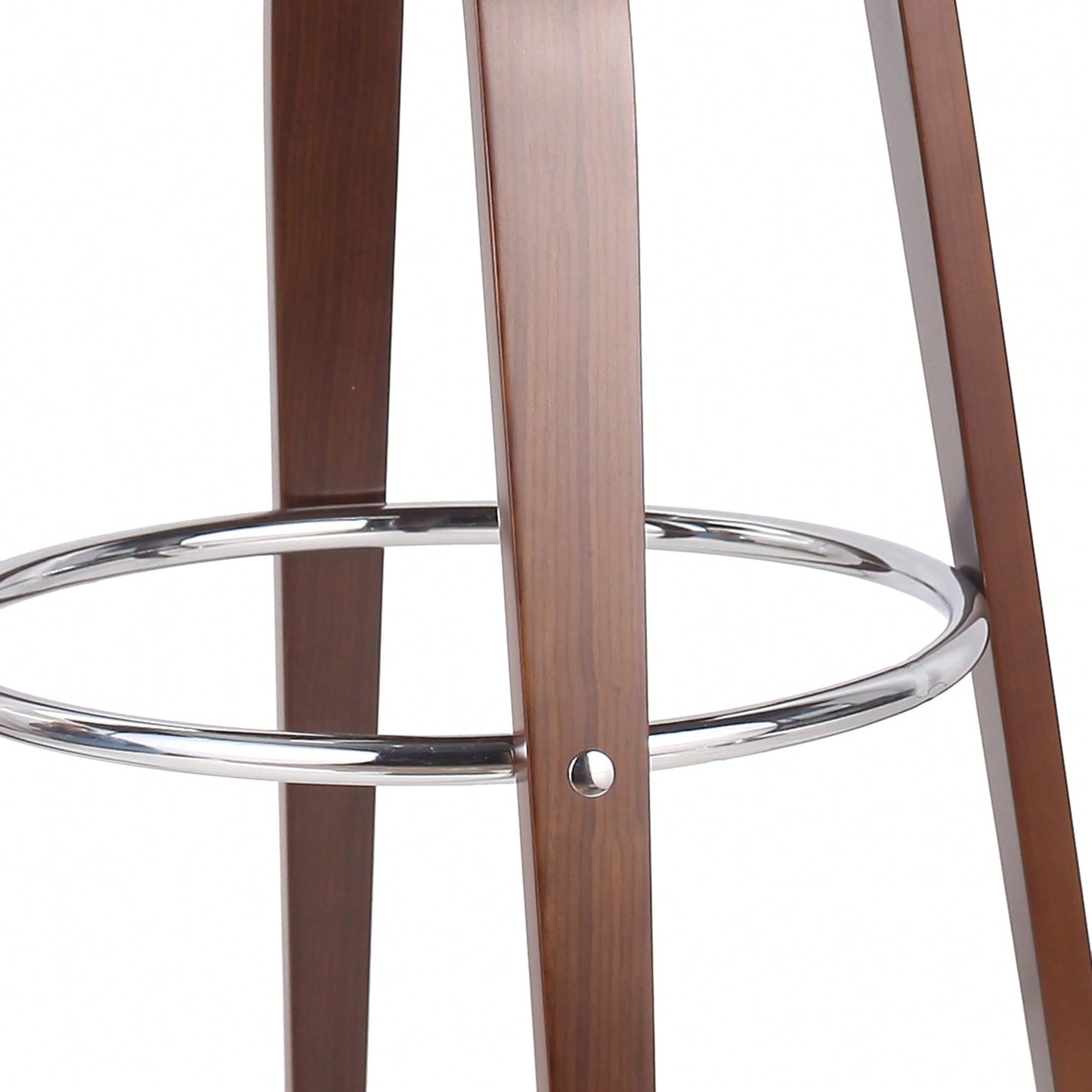 30 Inch Mid-Century Modern Upholstered Swivel Barstool In Walnut And Cognac Finish