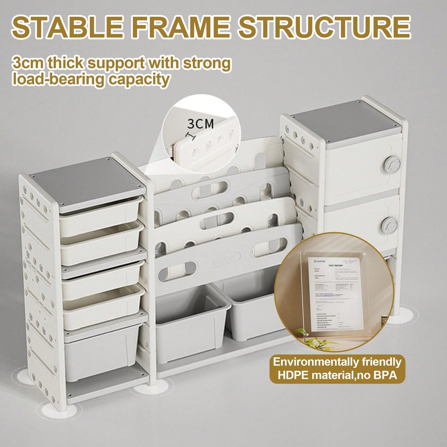 Kids Toy Storage Organizer With Removable Bins 4-Tier Bookshelf And Cabinet For Playroom Bedroom Kids Room