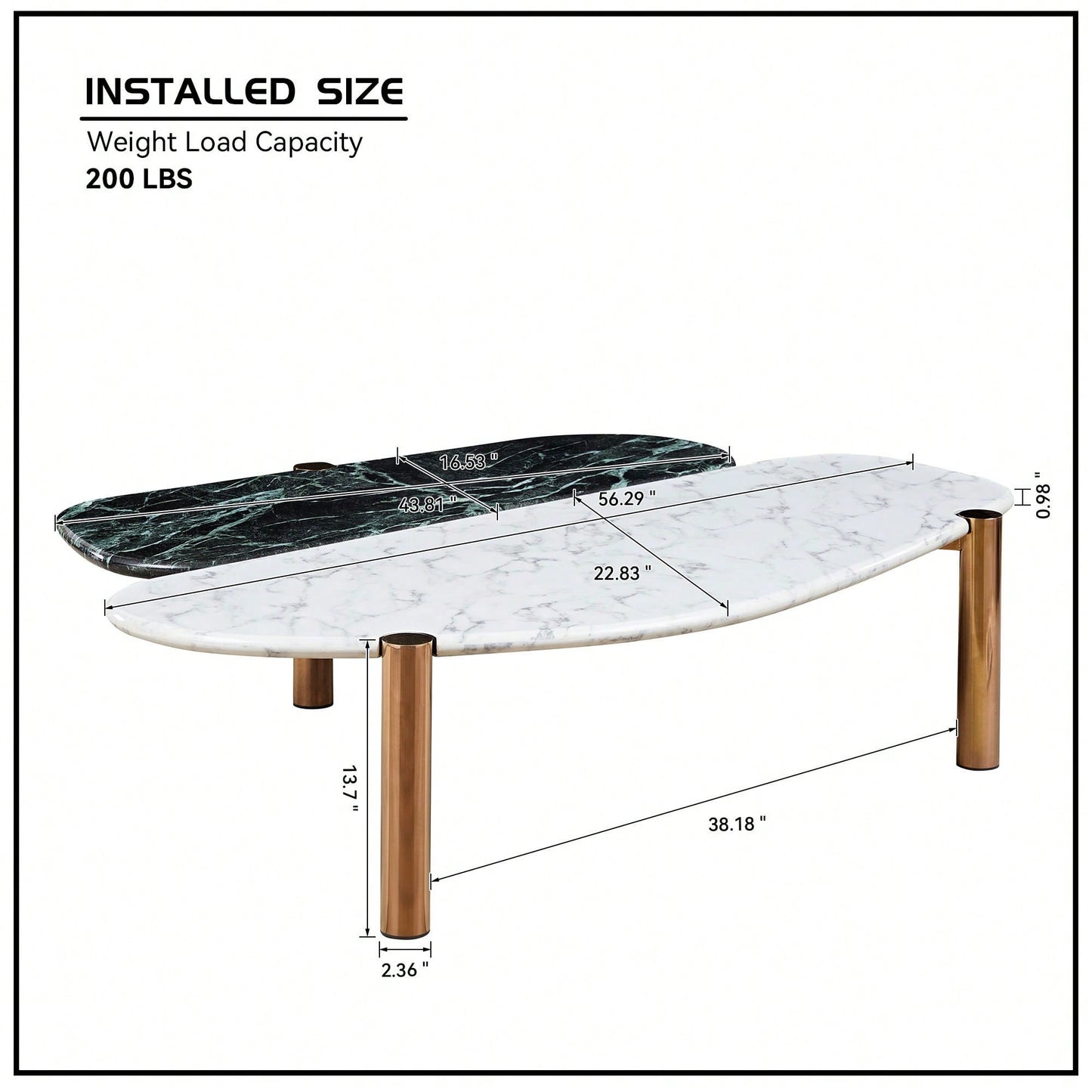 Elegant Faux Marble Coffee Table With Gold Metal Legs For Living Room And Home Office Accent Decor