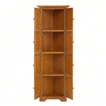 72 Inch Corner Kitchen Pantry Storage Cabinet With 8 Doors Adjustable Shelves For Bathroom Living Room And Kitchen Cherry Finish
