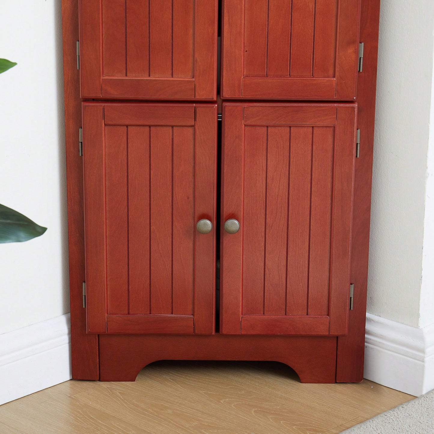 72 Inch Corner Kitchen Pantry Storage Cabinet With 8 Doors Adjustable Shelves For Bathroom Living Room And Kitchen Cherry Finish