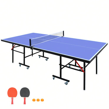 Portable 8ft Foldable Table Tennis Set With Net 2 Paddles And 3 Balls For Indoor Games
