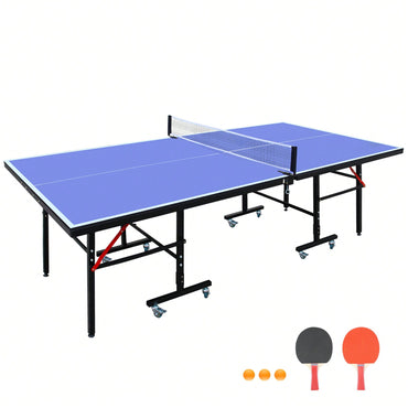 Portable 8ft Foldable Table Tennis Set With Net 2 Paddles And 3 Balls For Indoor Games