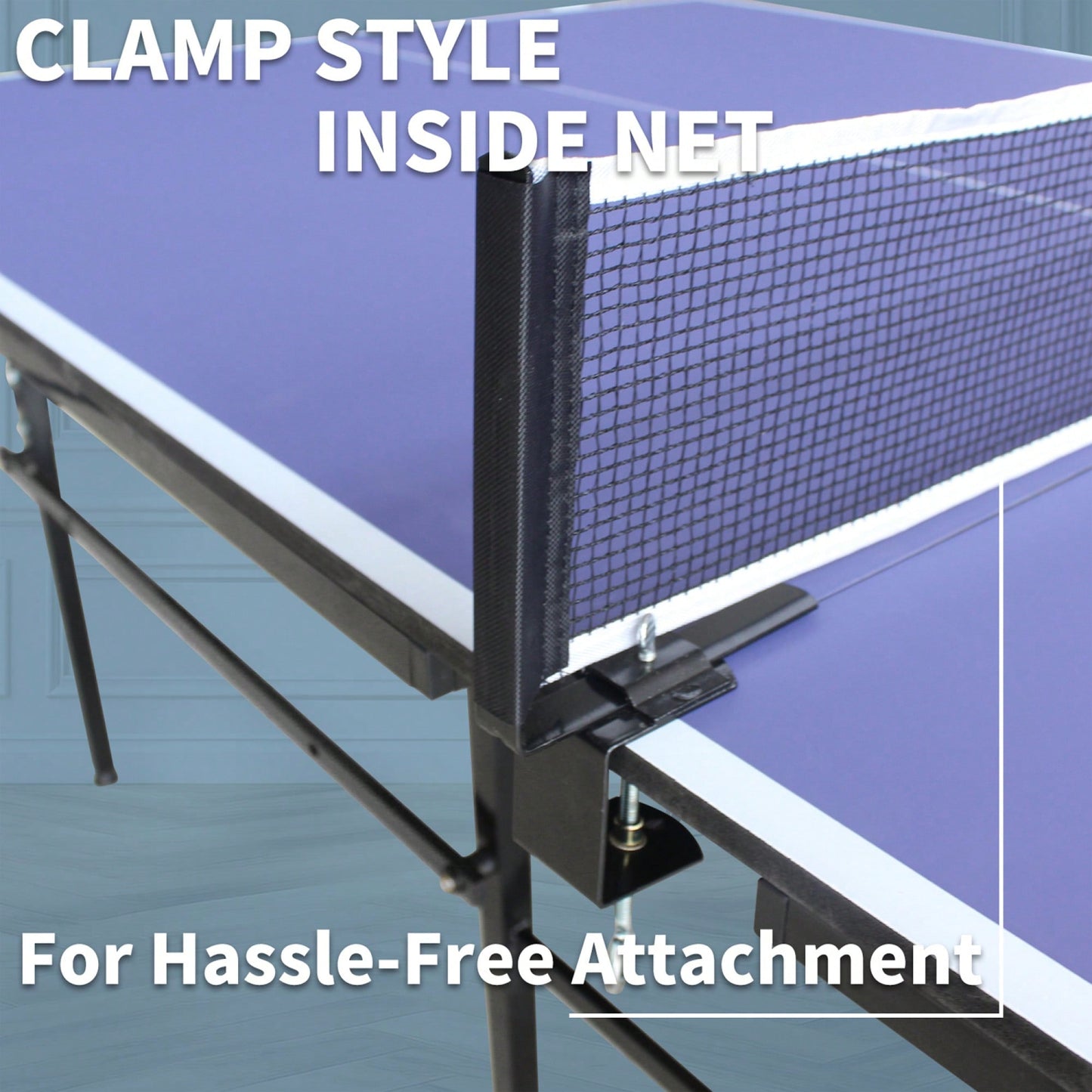 Portable 8ft Foldable Table Tennis Set With Net 2 Paddles And 3 Balls For Indoor Games