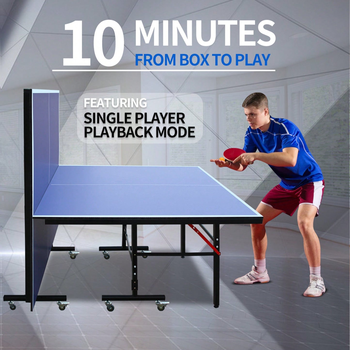Portable 8ft Foldable Table Tennis Set With Net 2 Paddles And 3 Balls For Indoor Games